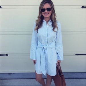 Blue and white stripe dress